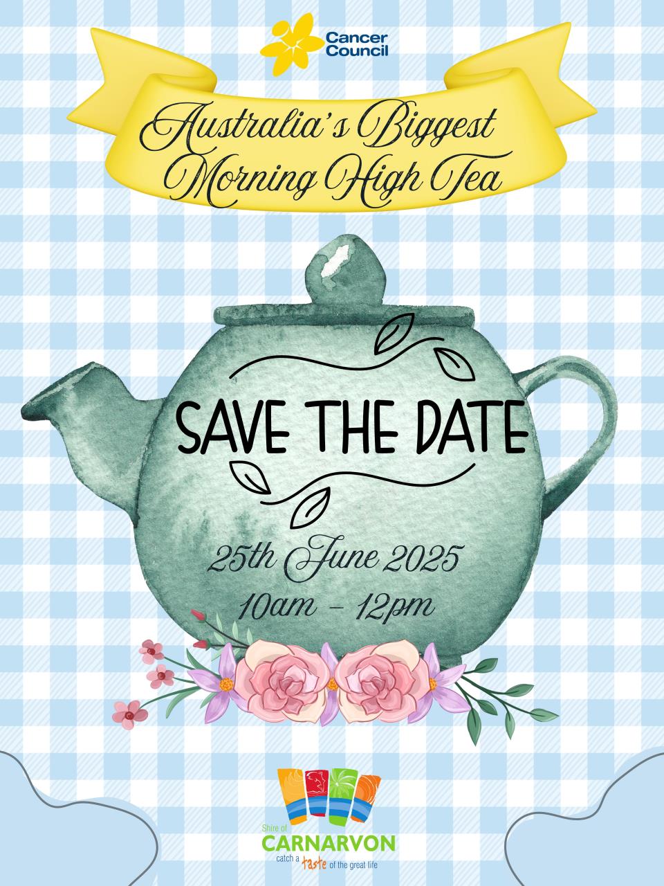 Aus Biggest Morning Tea Save the Date poster