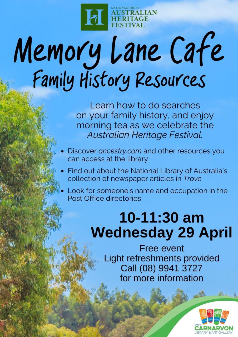 Memory Cafe local history search poster
