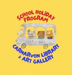 school holiday program logo with yellow background