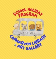school holiday program logo with yellow background