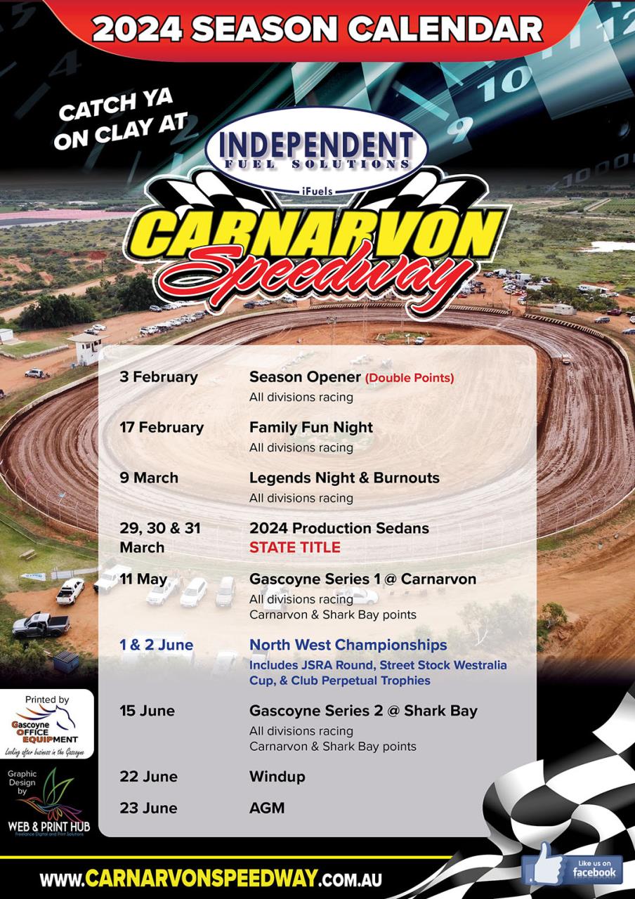 Carnarvon Speedway | 2024 Season Calendar