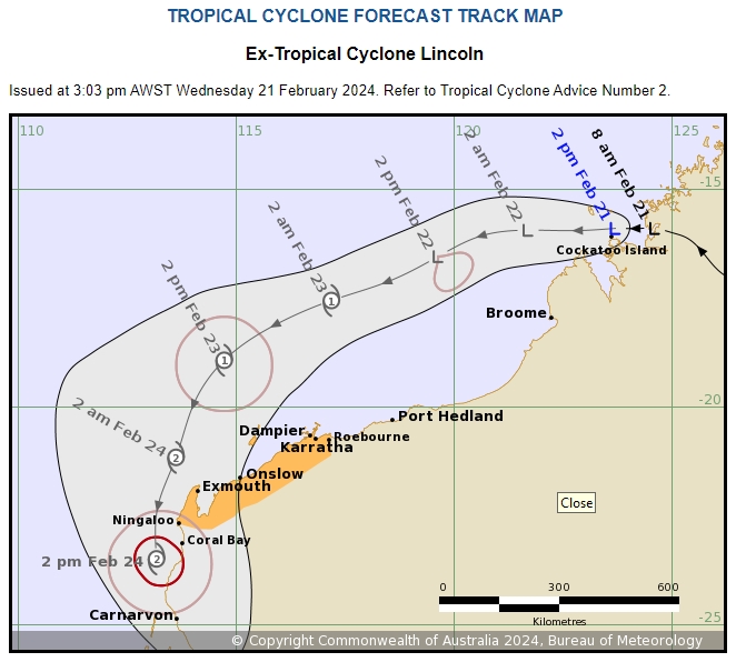 Cyclone Tracking Map 3pm 21 2 24